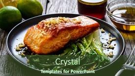  Presentation with steak - Cool new PPT theme with fried-salmon-steak-with-lemon backdrop and a tawny brown colored foreground
