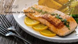  Presentation with cabbage - Slides having fried-salmon-steak-with-lemon background and a gold colored foreground