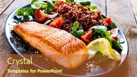  Presentation with steak - Presentation theme with fried-salmon-steak-with-red background and a red colored foreground