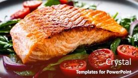  Presentation with salmon - Theme enhanced with fried-salmon-steak-with-vegetables and a tawny brown colored foreground