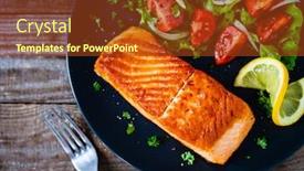  Presentation with steaks - Amazing theme having fried-salmon-steaks-with-vegetables backdrop and a tawny brown colored foreground