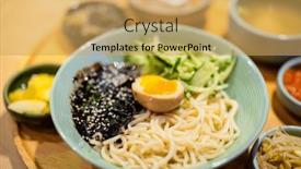  Presentation with taiwan - Theme having fried-sauce-noodles background and a yellow colored foreground