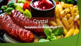  Presentation with onion - Cool new PPT layouts with fried-sausages-french-fries-onion backdrop and a tawny brown colored foreground