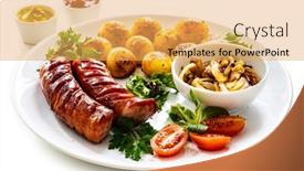  Presentation with onion - PPT layouts featuring fried-sausages-fried-potatoes-onion background and a yellow colored foreground