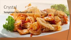  Presentation with seafood - Slide deck having fried seafood with sweet sauce and parsley background and a yellow colored foreground