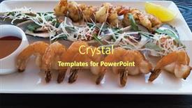  Presentation with shrimps - Cool new presentation design with fried-shrimps-and-mussels backdrop and a tawny brown colored foreground