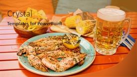  Presentation with cajun - Colorful slides enhanced with fried-shrimps-and-other-cajun backdrop and a gold colored foreground