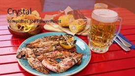  Presentation with cajun - Slide deck consisting of fried shrimps grilled corn background and a red colored foreground