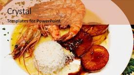  Presentation with shrimps - Amazing theme having fried shrimps served with rice and vegetables backdrop and a gold colored foreground