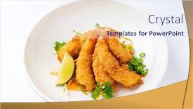 Presentation with shrimps - Slide deck consisting of fried-shrimps-tempura-with-fresh background and a sky blue colored foreground