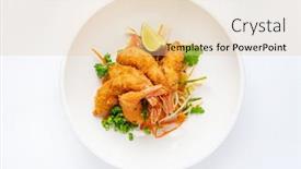  Presentation with shrimps - Theme consisting of fried-shrimps-tempura-with-fresh background and a lemonade colored foreground