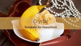  Presentation with healthy snack - Presentation with fried sliced banana chips with fresh banana healthy organic tropical snack background and a yellow colored foreground