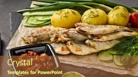  Presentation with sauces - Slide deck enhanced with fried-smelts-serving-with-vegetables background and a red colored foreground