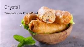  Presentation with mint - Presentation theme consisting of fried-spring-roll-and-mint background and a light blue colored foreground