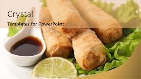  Presentation with soy sauce - Cool new slide set with fried-spring-roll-with-soy backdrop and a yellow colored foreground