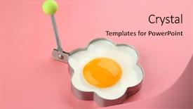  Presentation with mold - PPT layouts featuring fried sunny side up egg in flower shaped mold on color background background and a light gray colored foreground