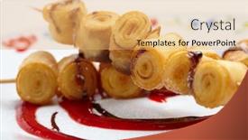  Presentation with sauce - PPT theme enhanced with fried-sweet-rolls-with-berry background and a yellow colored foreground