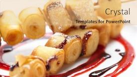  Presentation with sauce - Slide set having fried-sweet-rolls-with-sauce background and a yellow colored foreground