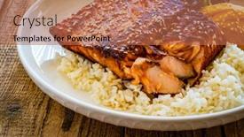  Presentation with steak - PPT layouts with fried-teriyaki-salmon-steak background and a  colored foreground