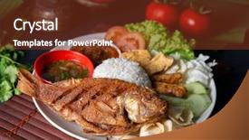  Presentation with food fish - PPT layouts enhanced with fried tilapia fish and rice background and a tawny brown colored foreground