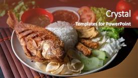 Presentation with food fish - Slide deck with fried tilapia fish and rice background and a tawny brown colored foreground