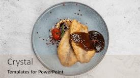  Presentation with sauce - PPT theme enhanced with fried-tilapia-fish-with-rice background and a coral colored foreground