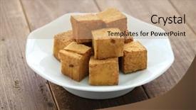  Presentation with soy milk drink and tofu - Cool new PPT theme with fried tofu backdrop and a coral colored foreground