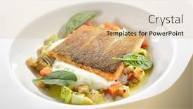  Presentation with salmon fish - Amazing PPT layouts having fried-trout-fillet-and-vegetable backdrop and a lemonade colored foreground