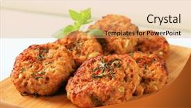  Presentation with vegetable cutting board - Presentation theme enhanced with fried vegetable burgers on cutting background and a coral colored foreground