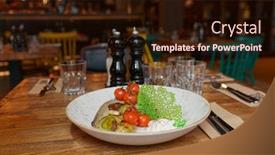  Presentation with cherry - Slide set with fried-walleye-fillet-with-potatoes background and a wine colored foreground