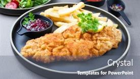  Presentation with veal - Amazing presentation theme having fried-wiener-schnitzel-from-veal backdrop and a gray colored foreground