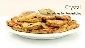  Presentation with white plate - Slide set with fried-zucchini-in-a-white background and a blonde colored foreground