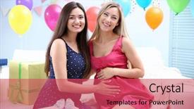  Presentation with baby shower - PPT layouts enhanced with friend at baby shower background and a red colored foreground