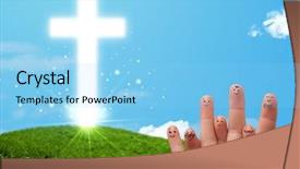  Presentation with faces - PPT layouts having friend christ - happy finger smiley faces background and a light blue colored foreground