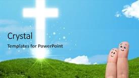  Presentation with christ - Audience pleasing slides consisting of friend christ - happy finger smiley faces backdrop and a light blue colored foreground