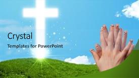  Presentation with human face set of faces - PPT layouts featuring friend christ - happy finger smiley faces background and a light blue colored foreground