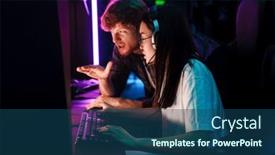  Presentation with club - Presentation theme featuring friend-of-young-asian-girl background and a ocean colored foreground