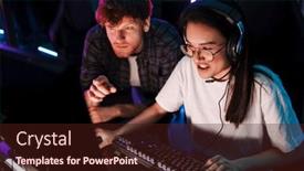  Presentation with club - Presentation having friend-of-young-emotional-asian background and a wine colored foreground