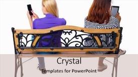  Presentation with women - PPT theme having friend park - back view of two women background and a coral colored foreground