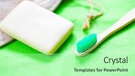  Presentation with eco soap - Cool new slide deck with friendly bamboo toothbrush and organic backdrop and a mint green colored foreground