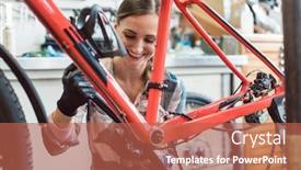  Presentation with mechanic gears - Theme featuring friendly-bike-mechanic-working background and a red colored foreground