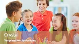  Presentation with friendly - Slide deck consisting of friendly boys and girls talking background and a  colored foreground