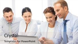  Presentation with team discussion - Theme with friendly business team having discussion background and a soft green colored foreground