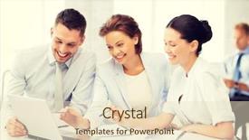  Presentation with team discussion - Colorful slides enhanced with friendly business team having discussion in office backdrop and a lemonade colored foreground