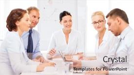  Presentation with team meeting - Amazing theme having friendly business team having meeting backdrop and a  colored foreground