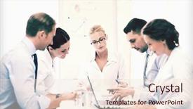  Presentation with team meeting - Colorful presentation theme enhanced with friendly business team having meeting backdrop and a lemonade colored foreground