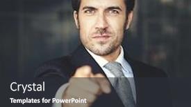  Presentation with friendly - Cool new slide set with friendly-businessman-pointing-his-finger backdrop and a dark gray colored foreground