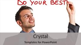  Presentation with motivational - Slides consisting of friendly businessman writing a motivational background and a light gray colored foreground