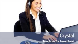  Presentation with call center - Colorful slides enhanced with friendly call center secretary consultant backdrop and a ocean colored foreground