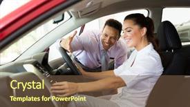  Presentation with car sales - Amazing slide deck having friendly car sales consultant showing backdrop and a tawny brown colored foreground